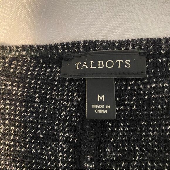 NWOT Talbots Black White Double Front Zip Front Long Jacket Dress Sweater SZ M - Picture 6 of 9